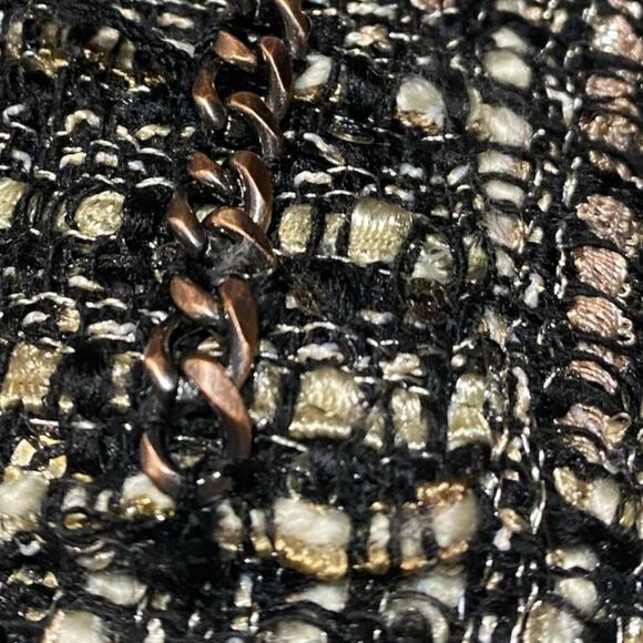 BOSTON PROPER Parisian Tweed Blazer Jacket Bronze Chain Sequins Size 6 - Picture 9 of 9